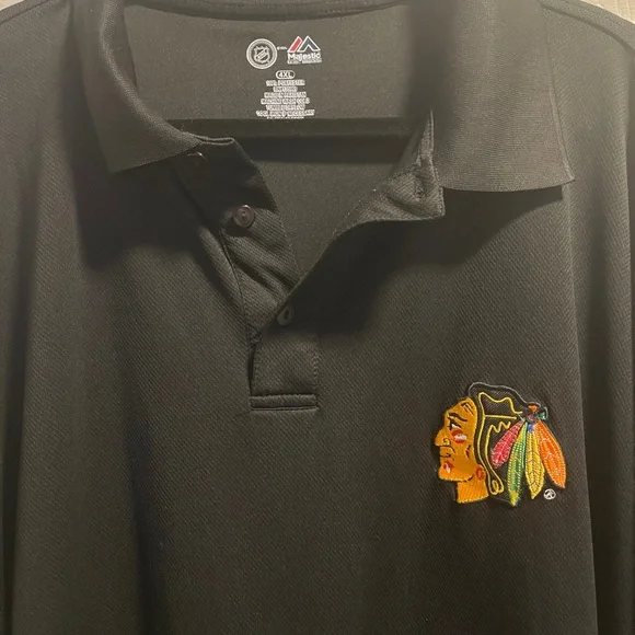 Chicago Blackhawks Antigua Big & Tall 4XL Tribute Polo - Black - Picture 5 of 8